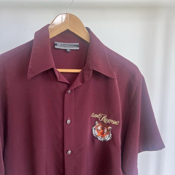 RARE Daniali USA Mens Medium Tiger Collared Short Sleeve Button Down Shirt - Picture 2 of 8